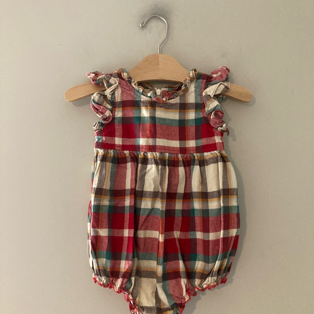 $27 ADD ON pink chicken holiday flannel romper 18-24M Zara Mini Boden Baby Gap